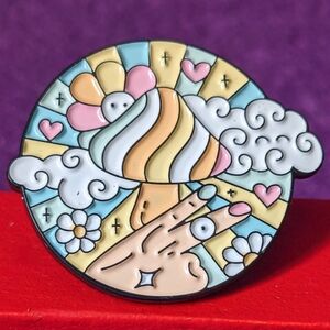 Good Vibes Only Pastel Mushroom Pin